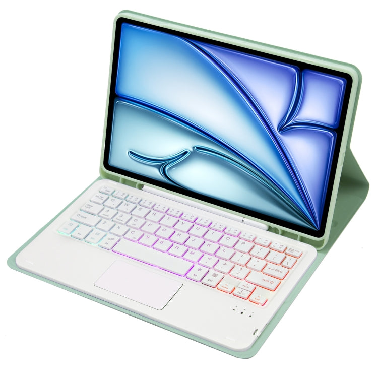For iPad Air 11 2025 / 2024 / Air 5 10.9 / Air 4 A098B-AS Detachable Ultra-Thin Backlit Bluetooth Touch Keyboard Leather Tablet Case with Pen Slot