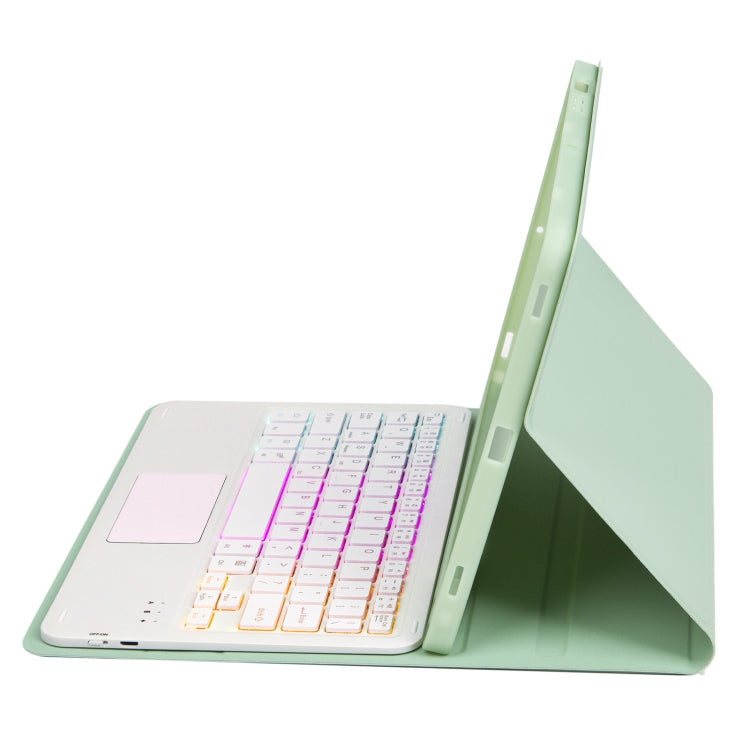 For iPad Air 11 2025 / 2024 / Air 5 10.9 / Air 4 A098B-AS Detachable Ultra-Thin Backlit Bluetooth Touch Keyboard Leather Tablet Case with Pen Slot