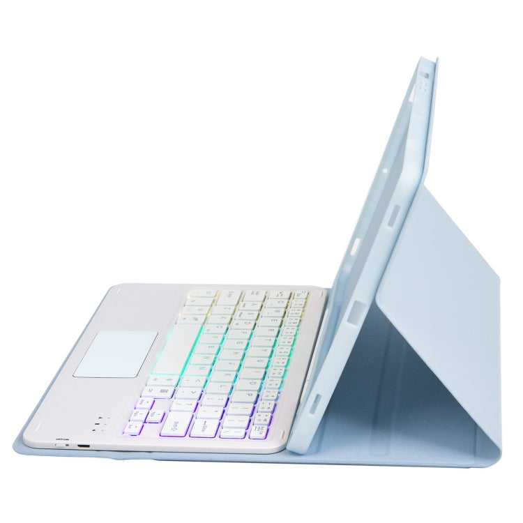 For iPad Air 11 2025 / 2024 / Air 5 10.9 / Air 4 A098B-AS Detachable Ultra-Thin Backlit Bluetooth Touch Keyboard Leather Tablet Case with Pen Slot