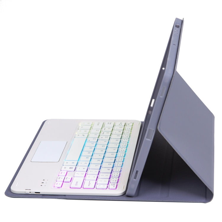 For iPad Air 11 2025 / 2024 / Air 5 10.9 / Air 4 A098B-AS Detachable Ultra-Thin Backlit Bluetooth Touch Keyboard Leather Tablet Case with Pen Slot