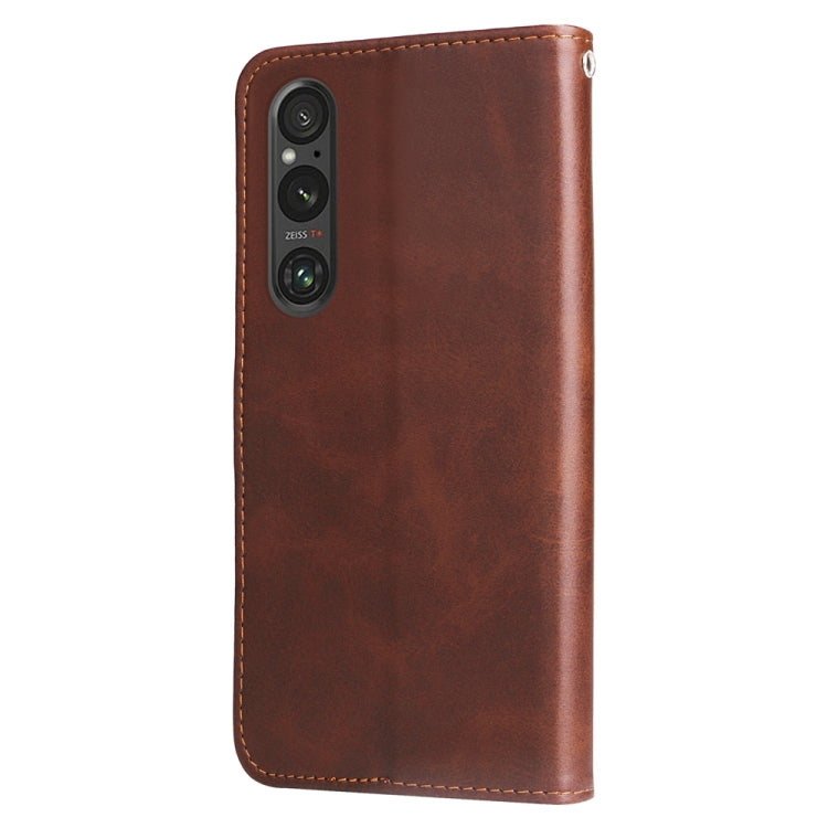 For Sony Xperia 1 V Fashion Calf Texture Zipper Leather Phone Case