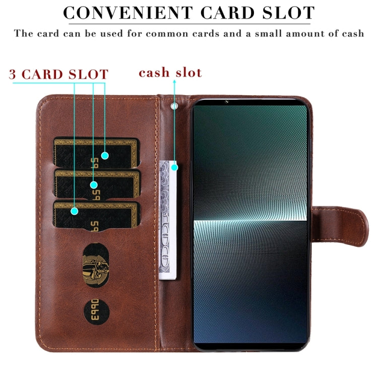 For Sony Xperia 1 V Fashion Calf Texture Zipper Leather Phone Case