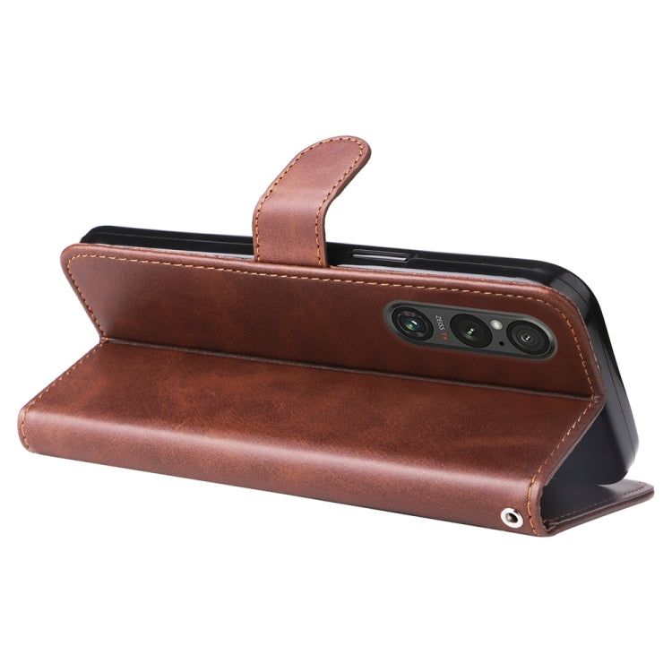 For Sony Xperia 1 V Fashion Calf Texture Zipper Leather Phone Case