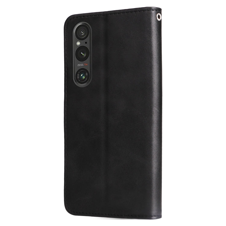 For Sony Xperia 1 V Fashion Calf Texture Zipper Leather Phone Case