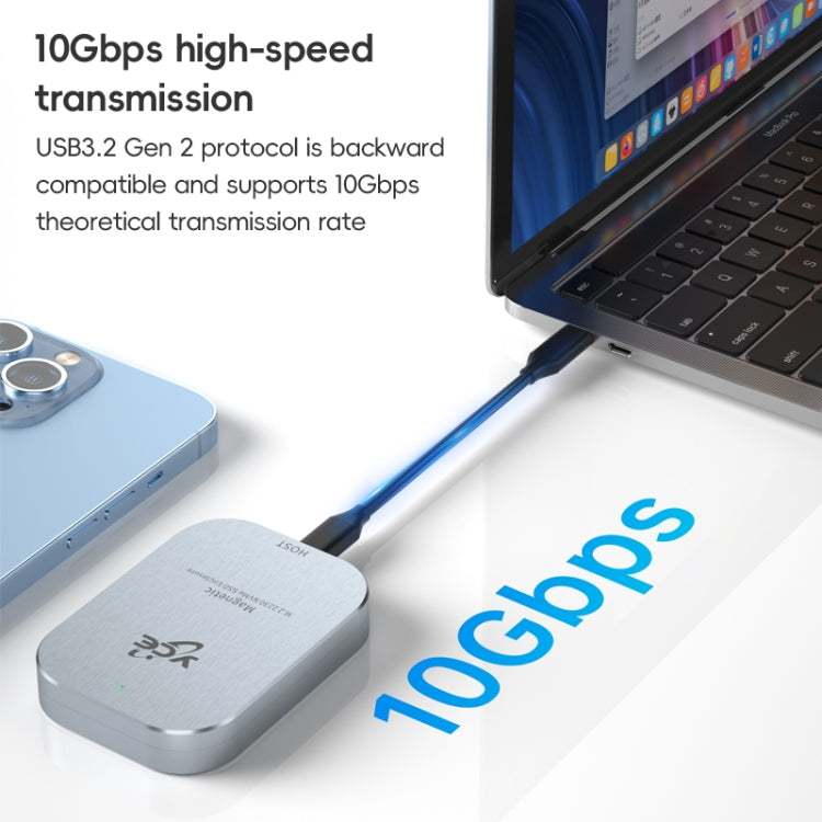 YCE-V195B USB-C / Type-C Female to M.2 NVMe SSD Magnetic Hard Drive Enclosure - Grey