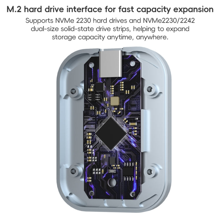 YCE-V195B USB-C / Type-C Female to M.2 NVMe SSD Magnetic Hard Drive Enclosure - Grey