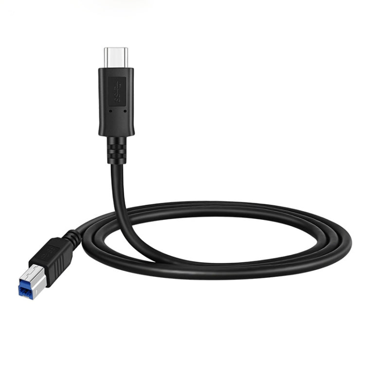 USB-C / Type-C3.1 to USB3.0 Male Square Port Printer Extension Data Cable, Length:1m - Black