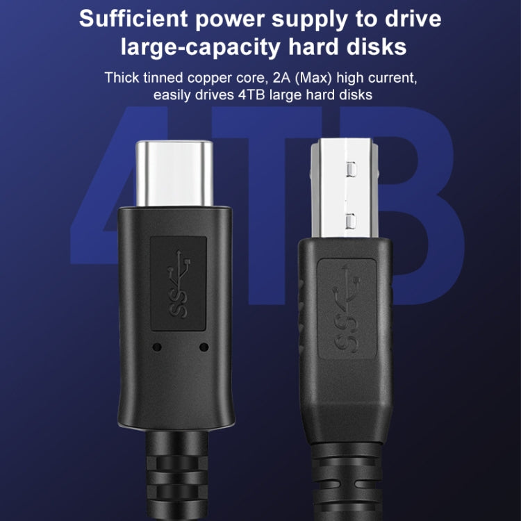 USB-C / Type-C3.1 to USB3.0 Male Square Port Printer Extension Data Cable, Length:1m - Black