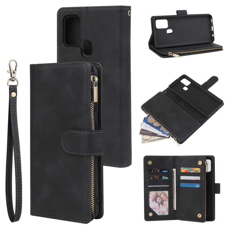 For Samsung Galaxy A21s Multifunctional Retro Frosted Horizontal Flip Leather Case with Card Slot & Holder & Zipper Wallet & Photo Frame & Lanyard