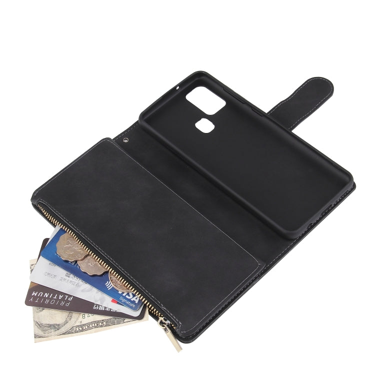 For Samsung Galaxy A21s Multifunctional Retro Frosted Horizontal Flip Leather Case with Card Slot & Holder & Zipper Wallet & Photo Frame & Lanyard