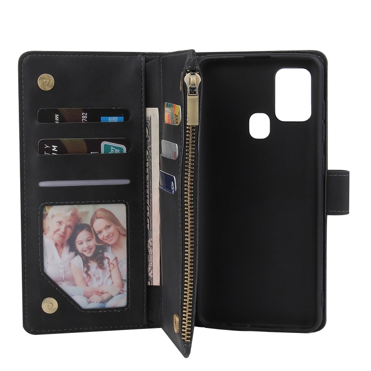 For Samsung Galaxy A21s Multifunctional Retro Frosted Horizontal Flip Leather Case with Card Slot & Holder & Zipper Wallet & Photo Frame & Lanyard