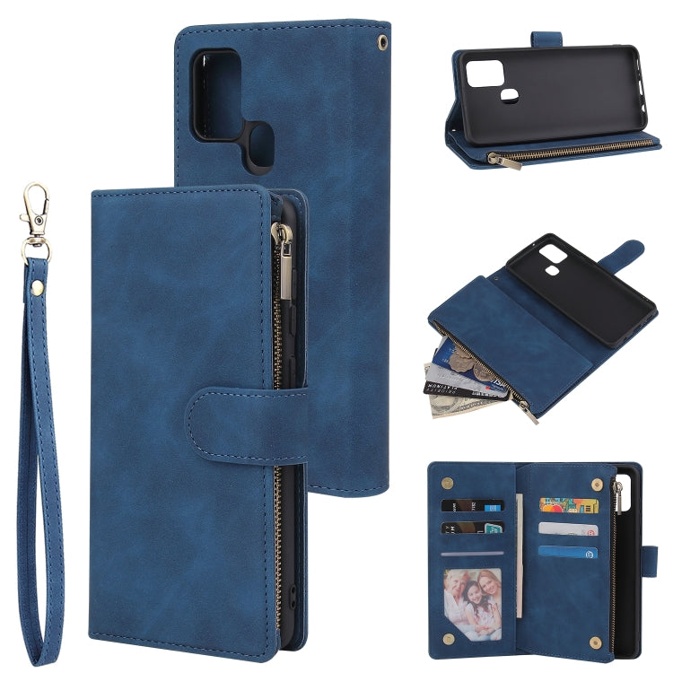 For Samsung Galaxy A21s Multifunctional Retro Frosted Horizontal Flip Leather Case with Card Slot & Holder & Zipper Wallet & Photo Frame & Lanyard