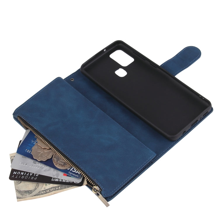For Samsung Galaxy A21s Multifunctional Retro Frosted Horizontal Flip Leather Case with Card Slot & Holder & Zipper Wallet & Photo Frame & Lanyard