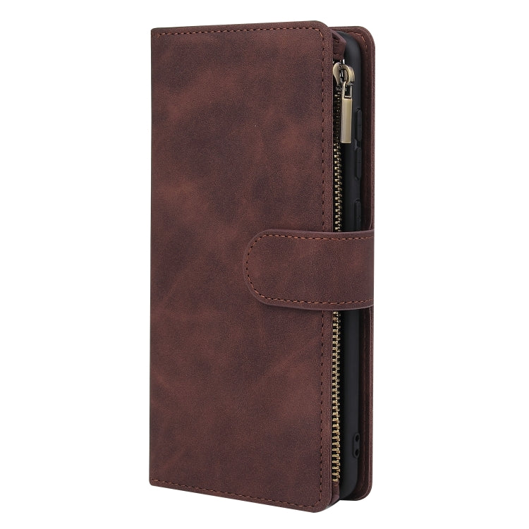 For Samsung Galaxy A21s Multifunctional Retro Frosted Horizontal Flip Leather Case with Card Slot & Holder & Zipper Wallet & Photo Frame & Lanyard