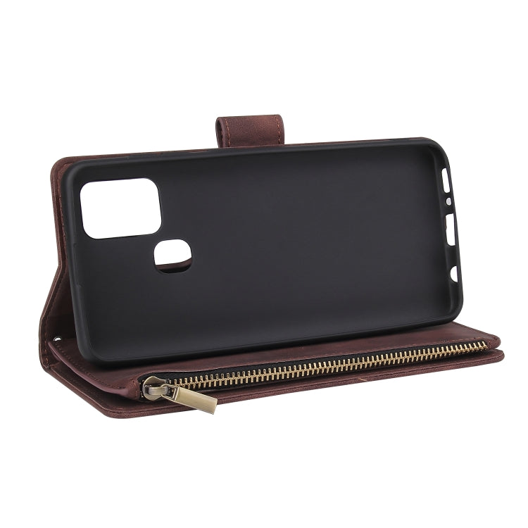 For Samsung Galaxy A21s Multifunctional Retro Frosted Horizontal Flip Leather Case with Card Slot & Holder & Zipper Wallet & Photo Frame & Lanyard