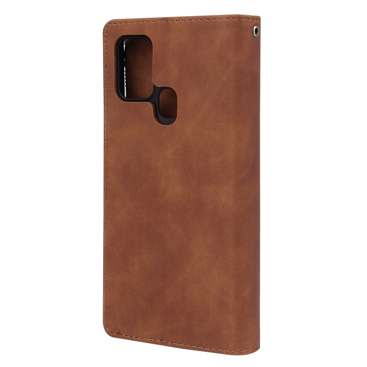 For Samsung Galaxy A21s Multifunctional Retro Frosted Horizontal Flip Leather Case with Card Slot & Holder & Zipper Wallet & Photo Frame & Lanyard