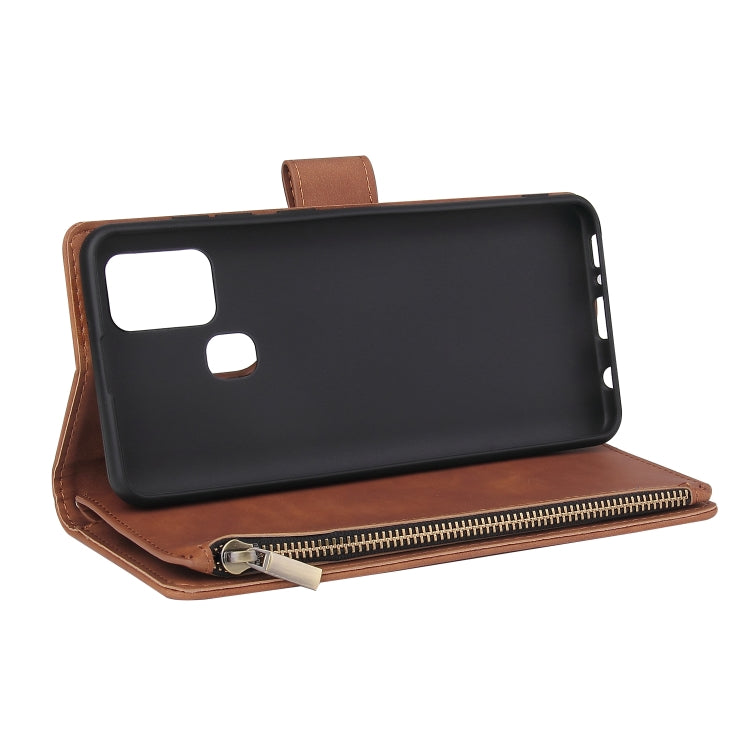 For Samsung Galaxy A21s Multifunctional Retro Frosted Horizontal Flip Leather Case with Card Slot & Holder & Zipper Wallet & Photo Frame & Lanyard