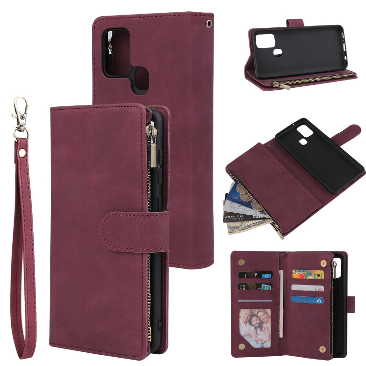 For Samsung Galaxy A21s Multifunctional Retro Frosted Horizontal Flip Leather Case with Card Slot & Holder & Zipper Wallet & Photo Frame & Lanyard