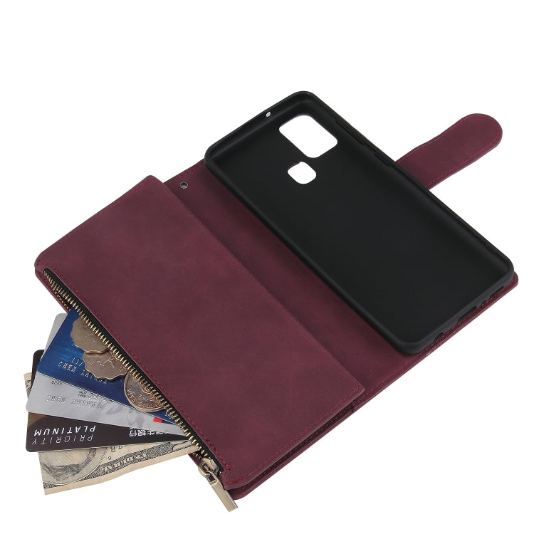 For Samsung Galaxy A21s Multifunctional Retro Frosted Horizontal Flip Leather Case with Card Slot & Holder & Zipper Wallet & Photo Frame & Lanyard