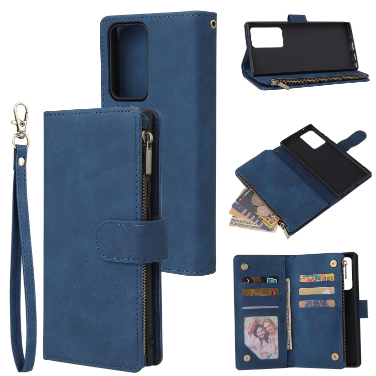For Samsung Galaxy Note20 Ultra Multifunctional Retro Frosted Horizontal Flip Leather Case with Card Slot & Holder & Zipper Wallet & Photo Frame & Lanyard