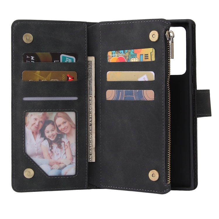 For Samsung Galaxy Note20 Multifunctional Retro Frosted Horizontal Flip Leather Case with Card Slot & Holder & Zipper Wallet & Photo Frame & Lanyard