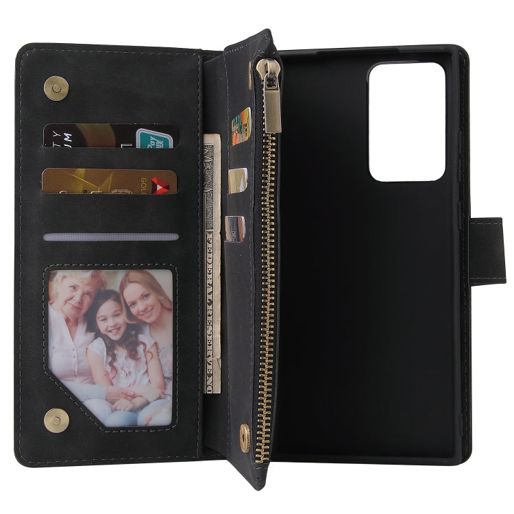For Samsung Galaxy Note20 Multifunctional Retro Frosted Horizontal Flip Leather Case with Card Slot & Holder & Zipper Wallet & Photo Frame & Lanyard