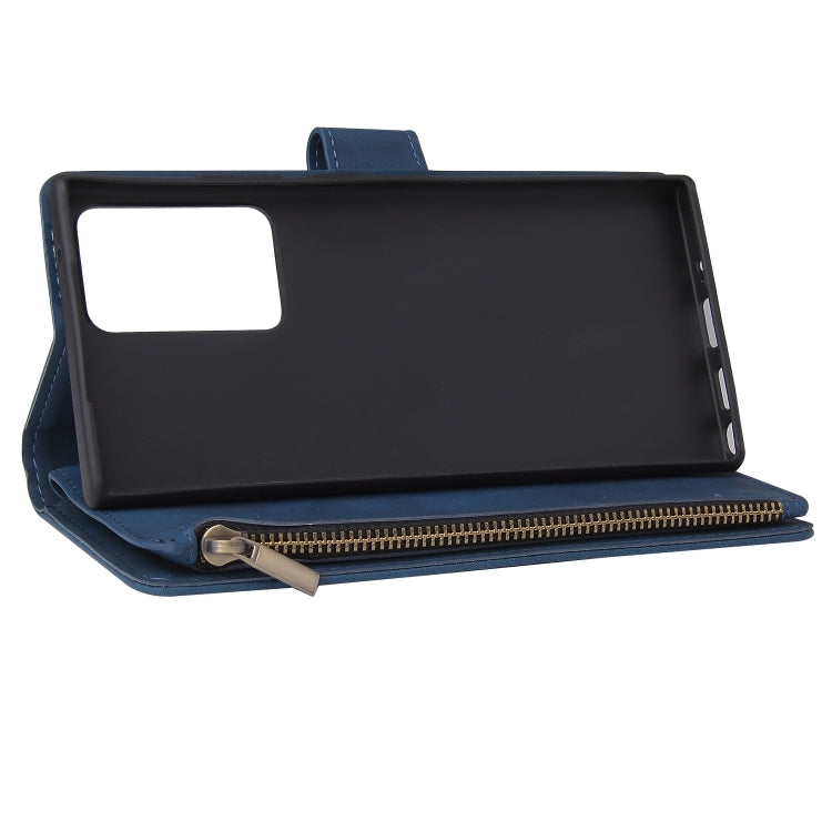For Samsung Galaxy Note20 Multifunctional Retro Frosted Horizontal Flip Leather Case with Card Slot & Holder & Zipper Wallet & Photo Frame & Lanyard