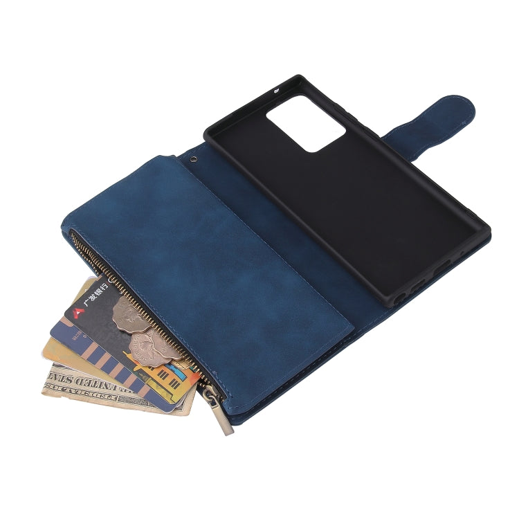 For Samsung Galaxy Note20 Multifunctional Retro Frosted Horizontal Flip Leather Case with Card Slot & Holder & Zipper Wallet & Photo Frame & Lanyard