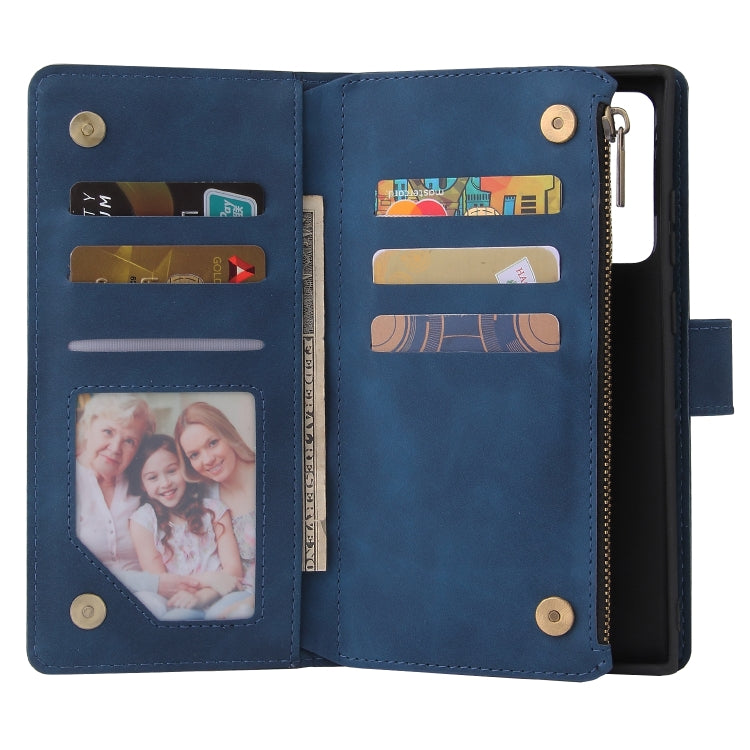 For Samsung Galaxy Note20 Multifunctional Retro Frosted Horizontal Flip Leather Case with Card Slot & Holder & Zipper Wallet & Photo Frame & Lanyard