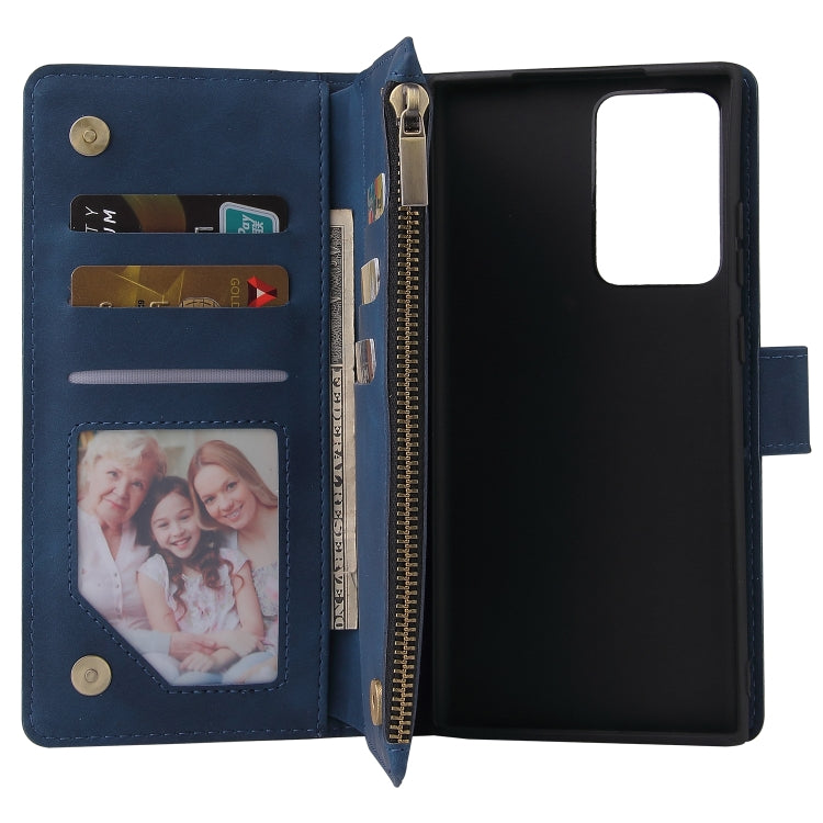 For Samsung Galaxy Note20 Multifunctional Retro Frosted Horizontal Flip Leather Case with Card Slot & Holder & Zipper Wallet & Photo Frame & Lanyard