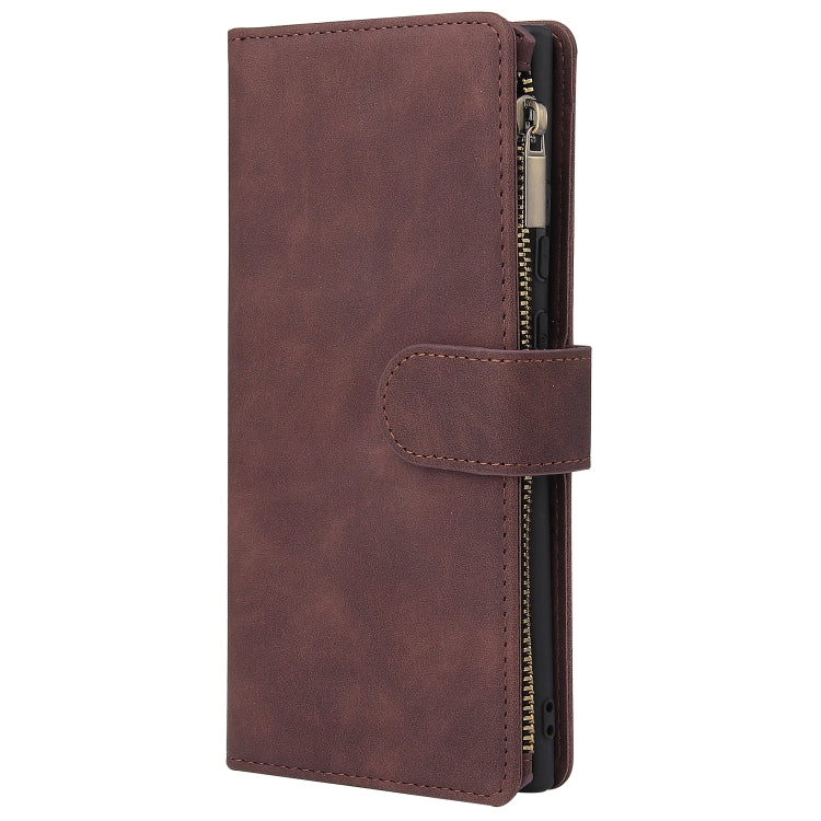 For Samsung Galaxy Note20 Multifunctional Retro Frosted Horizontal Flip Leather Case with Card Slot & Holder & Zipper Wallet & Photo Frame & Lanyard
