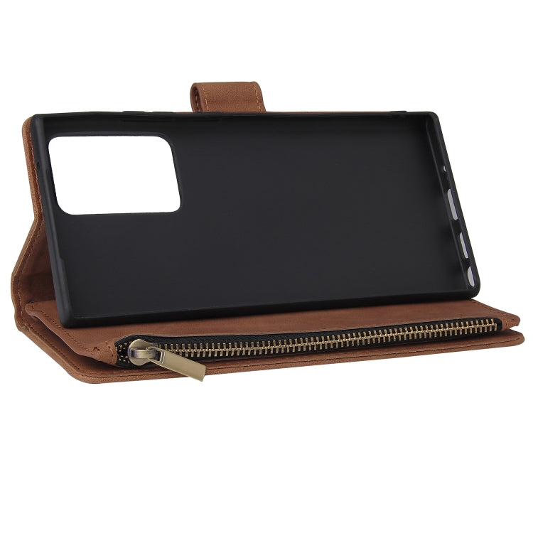 For Samsung Galaxy Note20 Multifunctional Retro Frosted Horizontal Flip Leather Case with Card Slot & Holder & Zipper Wallet & Photo Frame & Lanyard