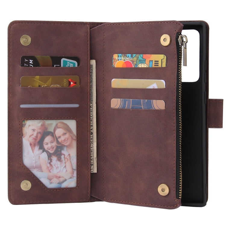 For Samsung Galaxy Note20 Multifunctional Retro Frosted Horizontal Flip Leather Case with Card Slot & Holder & Zipper Wallet & Photo Frame & Lanyard