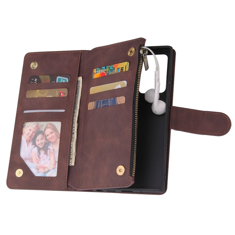 For Samsung Galaxy Note20 Multifunctional Retro Frosted Horizontal Flip Leather Case with Card Slot & Holder & Zipper Wallet & Photo Frame & Lanyard