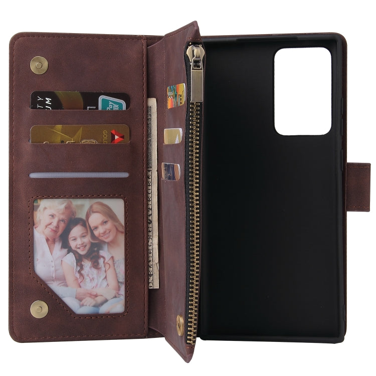 For Samsung Galaxy Note20 Multifunctional Retro Frosted Horizontal Flip Leather Case with Card Slot & Holder & Zipper Wallet & Photo Frame & Lanyard