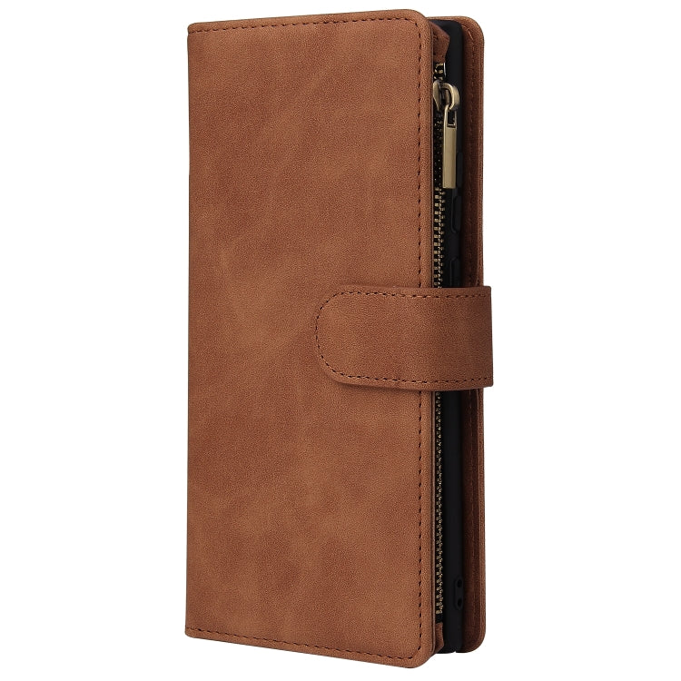 For Samsung Galaxy Note20 Multifunctional Retro Frosted Horizontal Flip Leather Case with Card Slot & Holder & Zipper Wallet & Photo Frame & Lanyard