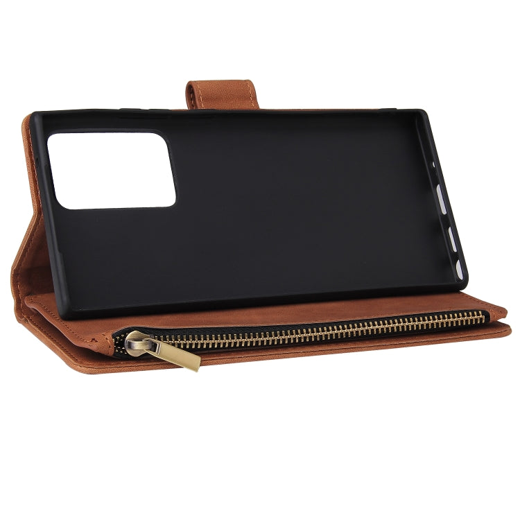 For Samsung Galaxy Note20 Multifunctional Retro Frosted Horizontal Flip Leather Case with Card Slot & Holder & Zipper Wallet & Photo Frame & Lanyard