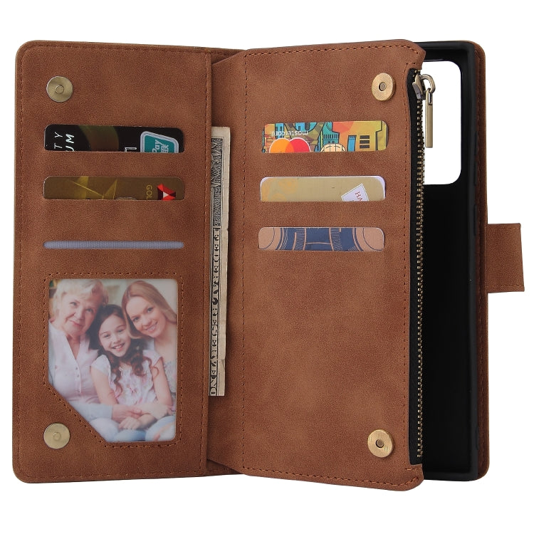 For Samsung Galaxy Note20 Multifunctional Retro Frosted Horizontal Flip Leather Case with Card Slot & Holder & Zipper Wallet & Photo Frame & Lanyard