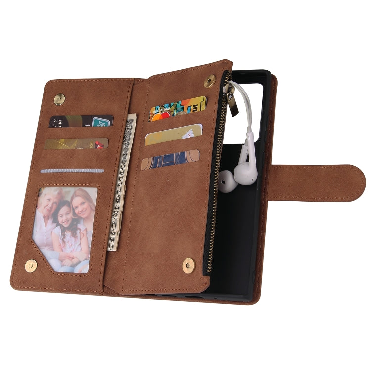 For Samsung Galaxy Note20 Multifunctional Retro Frosted Horizontal Flip Leather Case with Card Slot & Holder & Zipper Wallet & Photo Frame & Lanyard