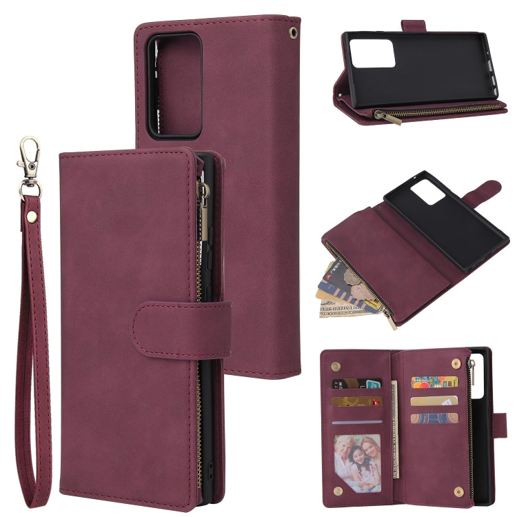 For Samsung Galaxy Note20 Multifunctional Retro Frosted Horizontal Flip Leather Case with Card Slot & Holder & Zipper Wallet & Photo Frame & Lanyard