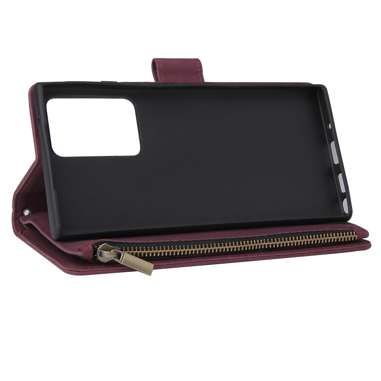 For Samsung Galaxy Note20 Multifunctional Retro Frosted Horizontal Flip Leather Case with Card Slot & Holder & Zipper Wallet & Photo Frame & Lanyard