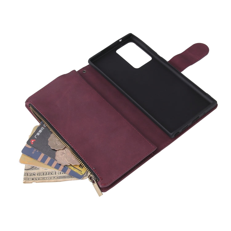 For Samsung Galaxy Note20 Multifunctional Retro Frosted Horizontal Flip Leather Case with Card Slot & Holder & Zipper Wallet & Photo Frame & Lanyard