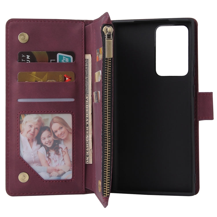 For Samsung Galaxy Note20 Multifunctional Retro Frosted Horizontal Flip Leather Case with Card Slot & Holder & Zipper Wallet & Photo Frame & Lanyard