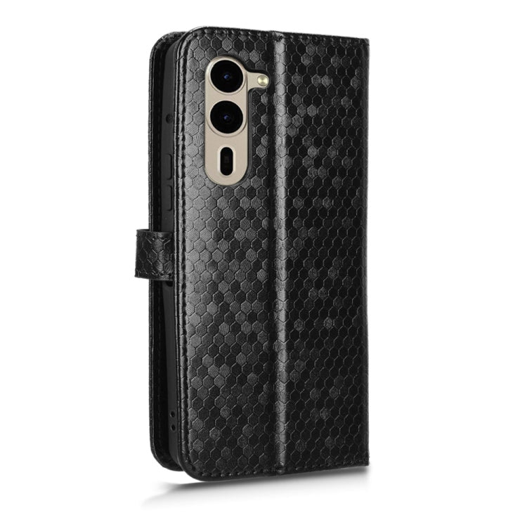 For Fujitsu Arrows F-51E We2 Plus Honeycomb Dot Texture Leather Phone Case