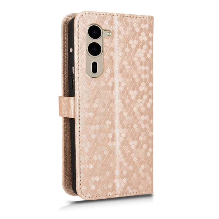 For Fujitsu Arrows F-51E We2 Plus Honeycomb Dot Texture Leather Phone Case