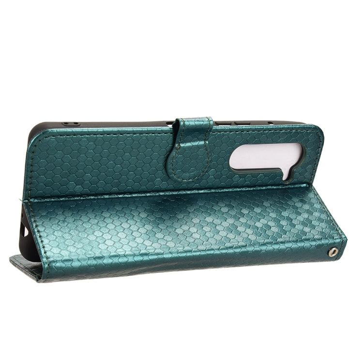 For Fujitsu Arrows F-51E We2 Plus Honeycomb Dot Texture Leather Phone Case