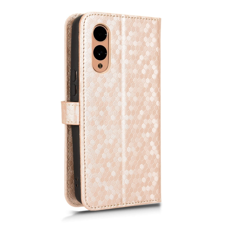 For Fujitsu Arrows F-51E We2 Honeycomb Dot Texture Leather Phone Case