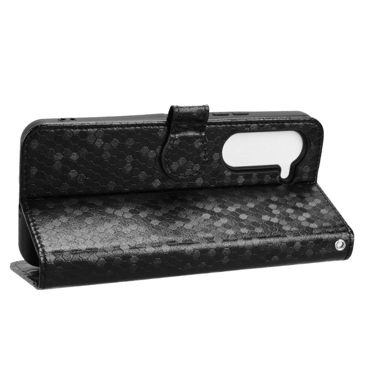 For Fujitsu Arrows Alpha F-51F Honeycomb Dot Texture Leather Phone Case