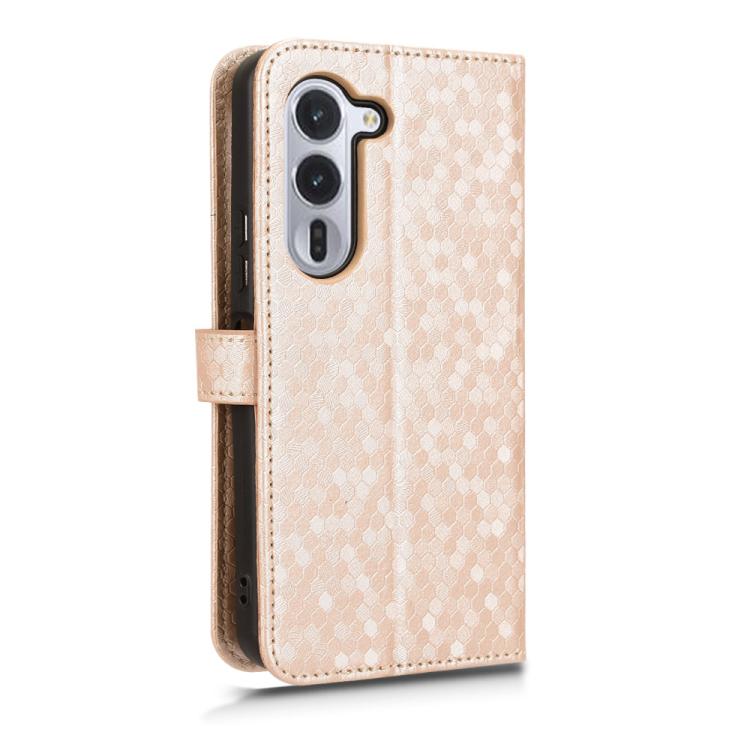 For Fujitsu Arrows Alpha F-51F Honeycomb Dot Texture Leather Phone Case