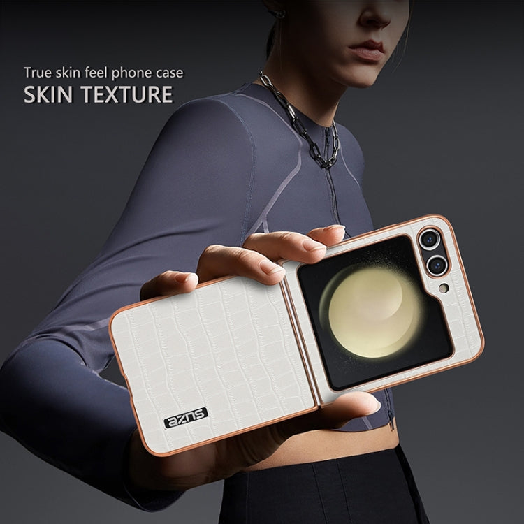 For Samsung Galaxy Z Flip6 / 7 FE AZNS Electroplated Frame Crocodile Texture Full Coverage Phone Case